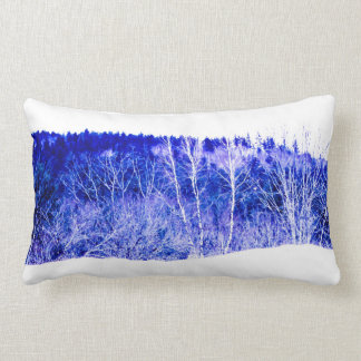 night-blue forest bright in snow lumbar cushion