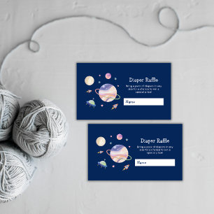 Night Blue Galaxy Space Diaper Raffle Baby Shower Enclosure Card