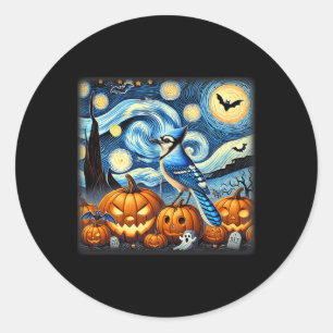 Night Blue Jay Halloween Classic Round Sticker