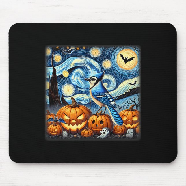 Night Blue Jay Halloween  Mouse Pad (Front)