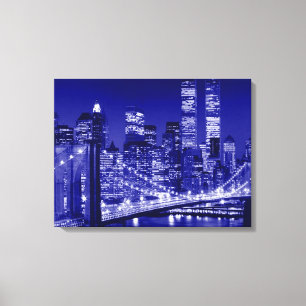 Night Blue New York City Pop Art Canvas Print