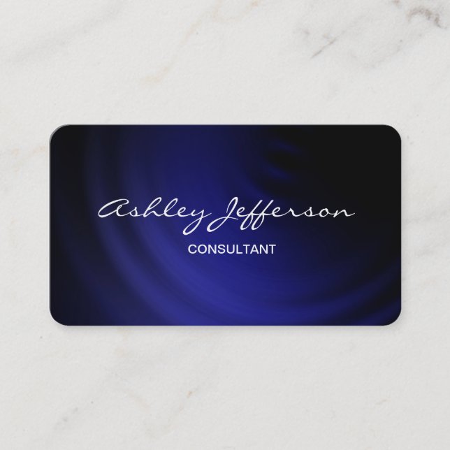 Night Blue Professional Stylish Script Trendy Business Card (Front)