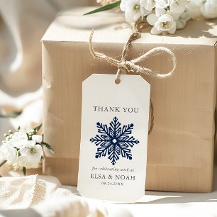 NIGHT BLUE SIMPLE SNOWFLAKE WEDDING Thank You  Gift Tags