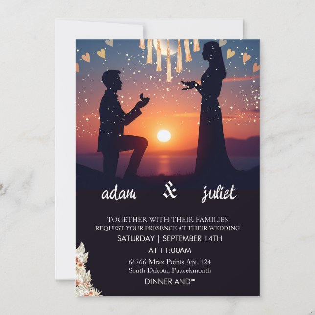 night boho rustic modern elegant Twilight Wedding Invitation (Front)