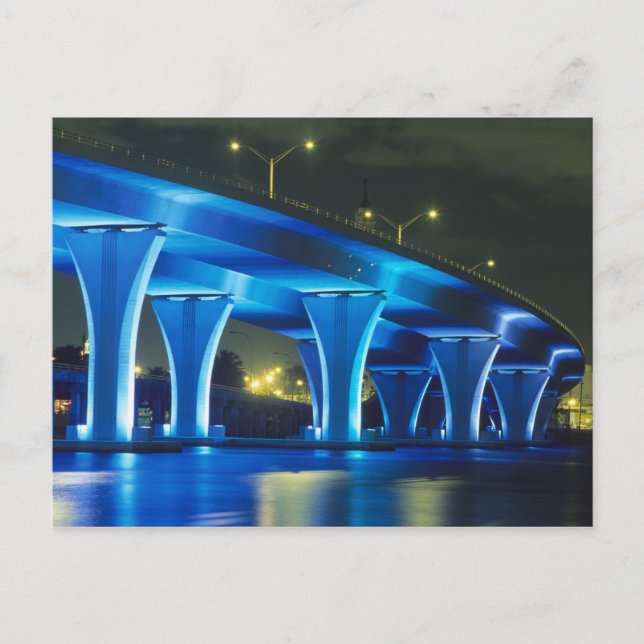 Night bridge at Port of Miami, Florida Postcard (Front)