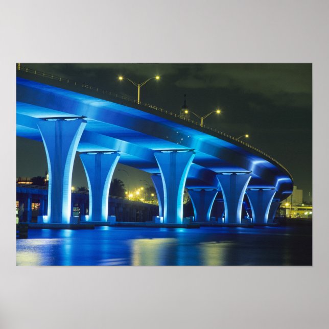 Night bridge at Port of Miami, Florida Poster (Front)