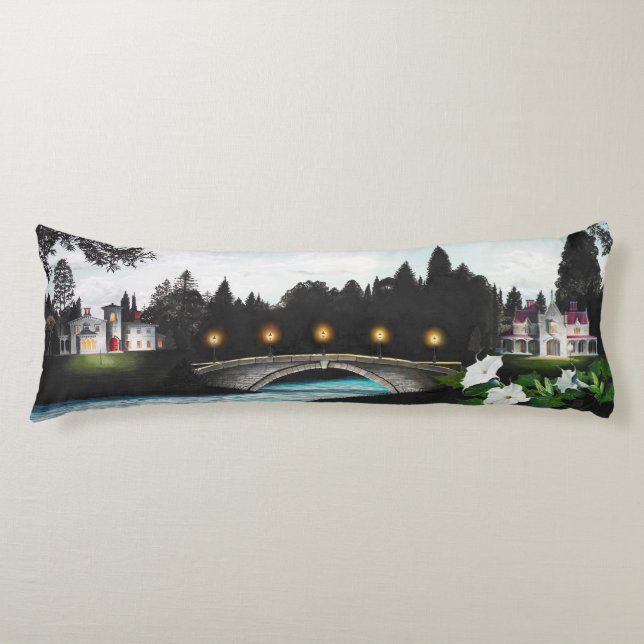 Night Bridge Surrealism Body Pillow (Front)