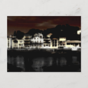 Night buildings digital effect of style impression holiday postcard