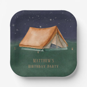 Night Campout Boy Birthday Party Paper Plate