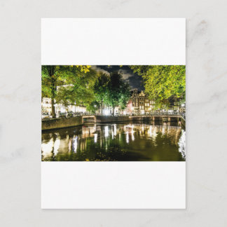 night canal in Amsterdam, Netherlands Postcard