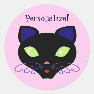 Night Cat Classic Round Sticker