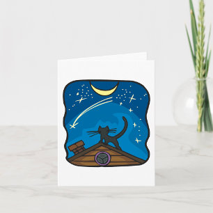 Night Cat On A Roof Card