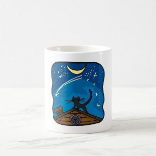 Night Cat On A Roof Coffee Mug