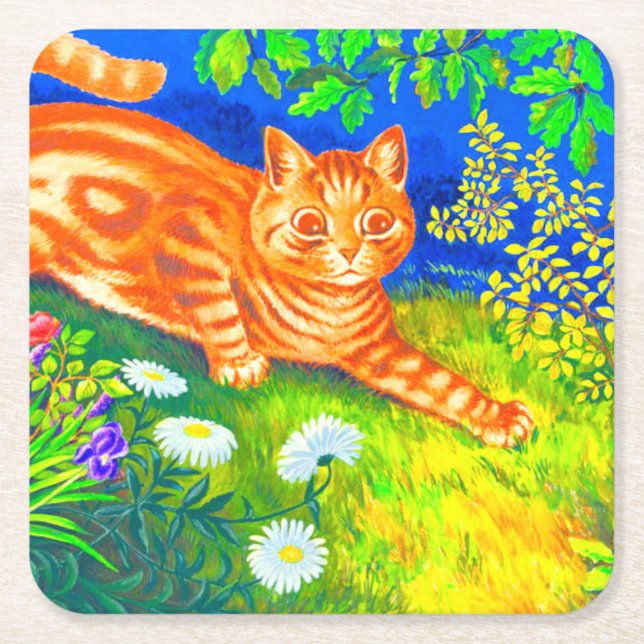 Night Cat Square Paper Coaster (Front)