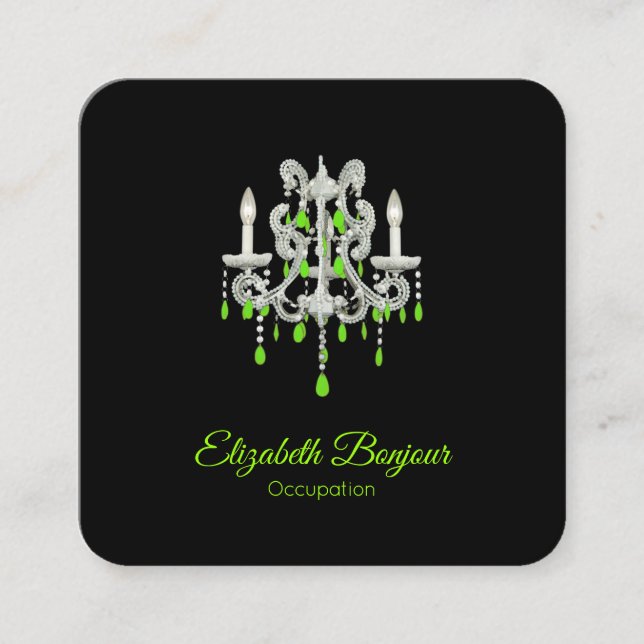 Night Chandelier PAPER/SIZE/SHAPE OPTIONS - Square Business Card (Front)