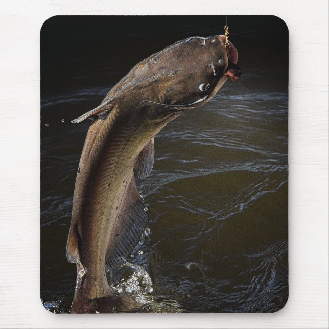 Night Channel Catfish Fishing Mouse Pad (Front)