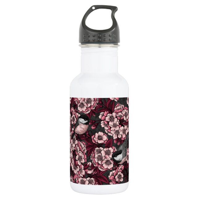 Night cherry garden 532 ml water bottle (Front)