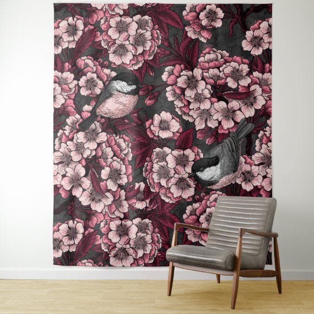 Night cherry garden tapestry (In Situ)