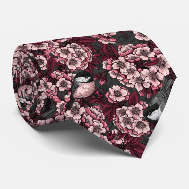 Night cherry garden tie (Rolled)