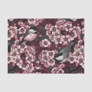 Night cherry garden tissue paper