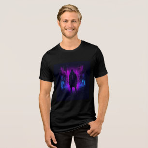 Night City Dreams – Neon Cyberpunk Futuristic Tri-Blend Shirt