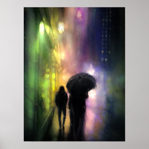 NIGHT CITY RAIN PRINT