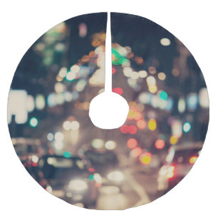 Night City: Retro Blurred Lights. Brushed Polyester Tree Skirt