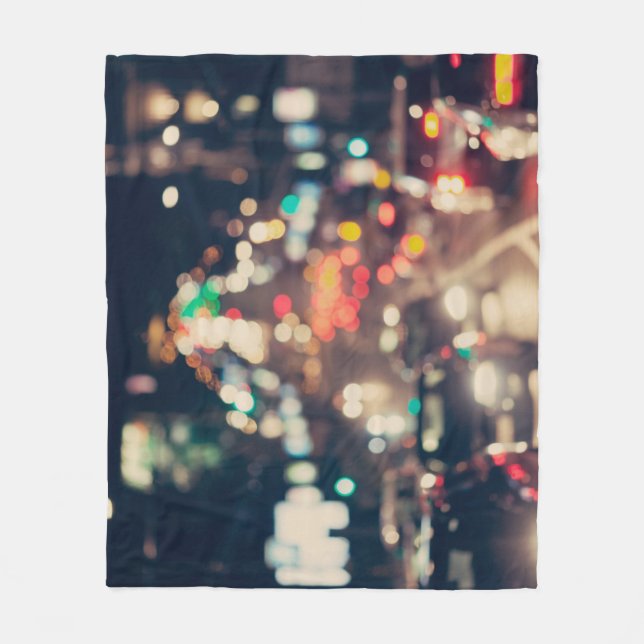 Night City: Retro Blurred Lights. Fleece Blanket (Front)