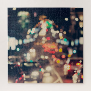 Night City: Retro Blurred Lights. Jigsaw Puzzle