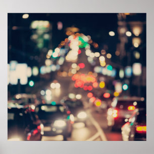 Night City: Retro Blurred Lights. Poster