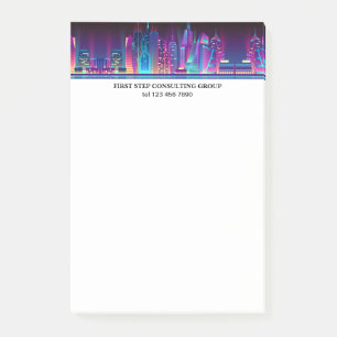 Night city skyline personalised template post-it notes