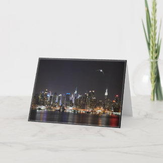 Night City Skyline With Eclipse Greeting Card
