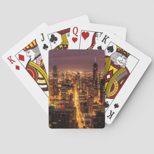 Night cityscape of Chicago Playing Cards (Back)