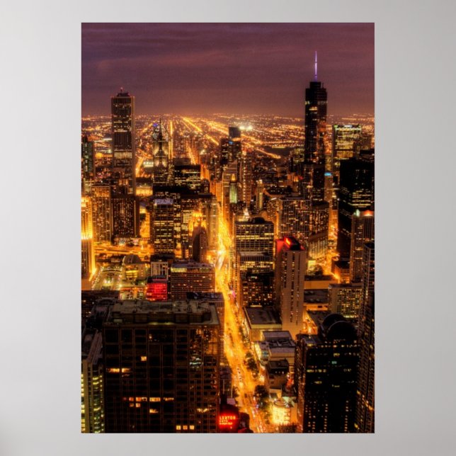 Night cityscape of Chicago Poster (Front)