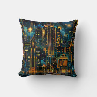 Night Cityscape Throw Pillow