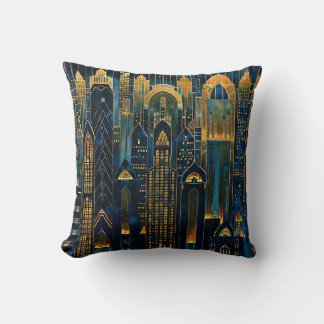 Night Cityscape Throw Pillow