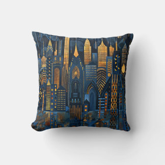 Night Cityscape Throw Pillow