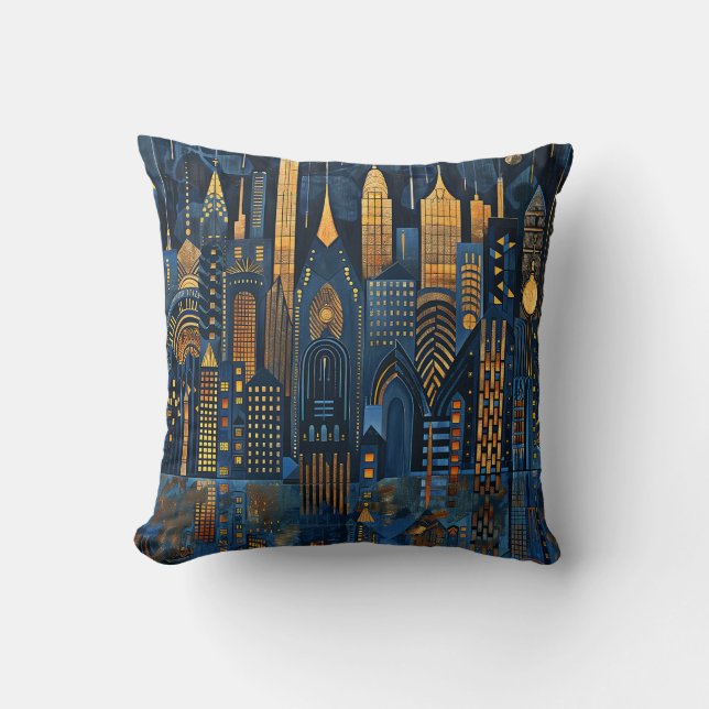 Night Cityscape Throw Pillow (Front)