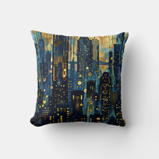 Night Cityscape Throw Pillow