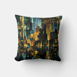 Night Cityscape Throw Pillow