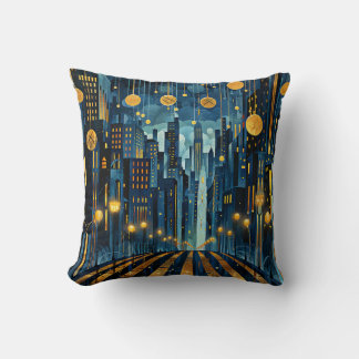 Night Cityscape Throw Pillow