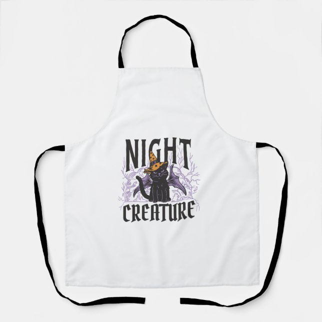 Night Creature Funny Halloween Cat   Apron (Front)