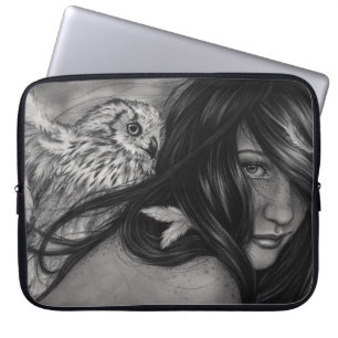 Night Creatures Owl Girl Laptop Sleeve