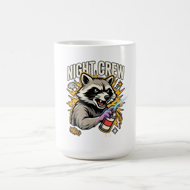 Night Crew Racoon Graffiti Long Sleeve Coffee Mug (Center)