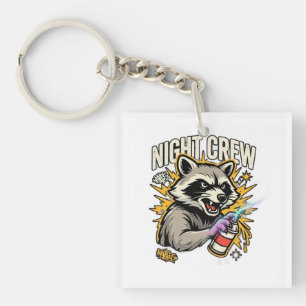 Night Crew Racoon Graffiti T-Shirt Key Ring