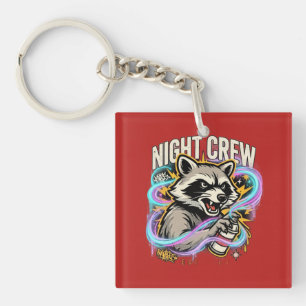 Night Crew Racoon Graffiti T-Shirt Key Ring
