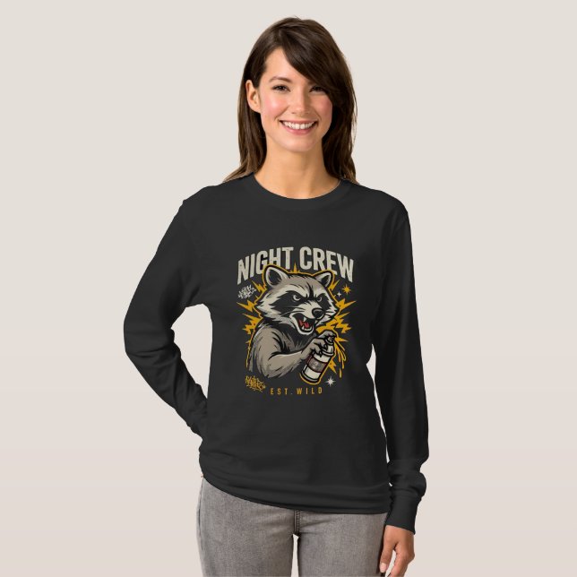 Night Crew Racoon Long Sleeve T-Shirt (Front Full)