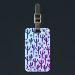 Night Desert Cacti Purple BLue Pattern Watercolor Luggage Tag<br><div class="desc">Check out this cactus and moons pattern in blue and purple on this cute luggage tag. Customise with an initial name or text - add your contact details on the backside. Hand painted by me for you! And be sure to check my shop for more products and designs! And of...</div>
