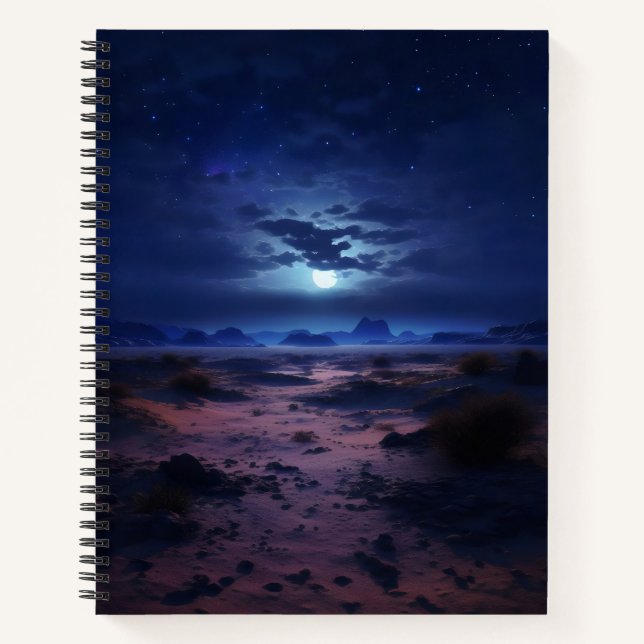 Night Desert Full Moon Notebook (Front)
