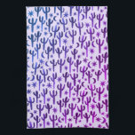 Night Desert Saguaro Cacti Pattern Watercolor Tea Towel<br><div class="desc">Decorate your kitchen with this purple and blue watercolor cacti towel. Makes a great housewarming or wedding gift! 
You can customise it and add text too.
Check my shop for lots more colours and patterns!</div>